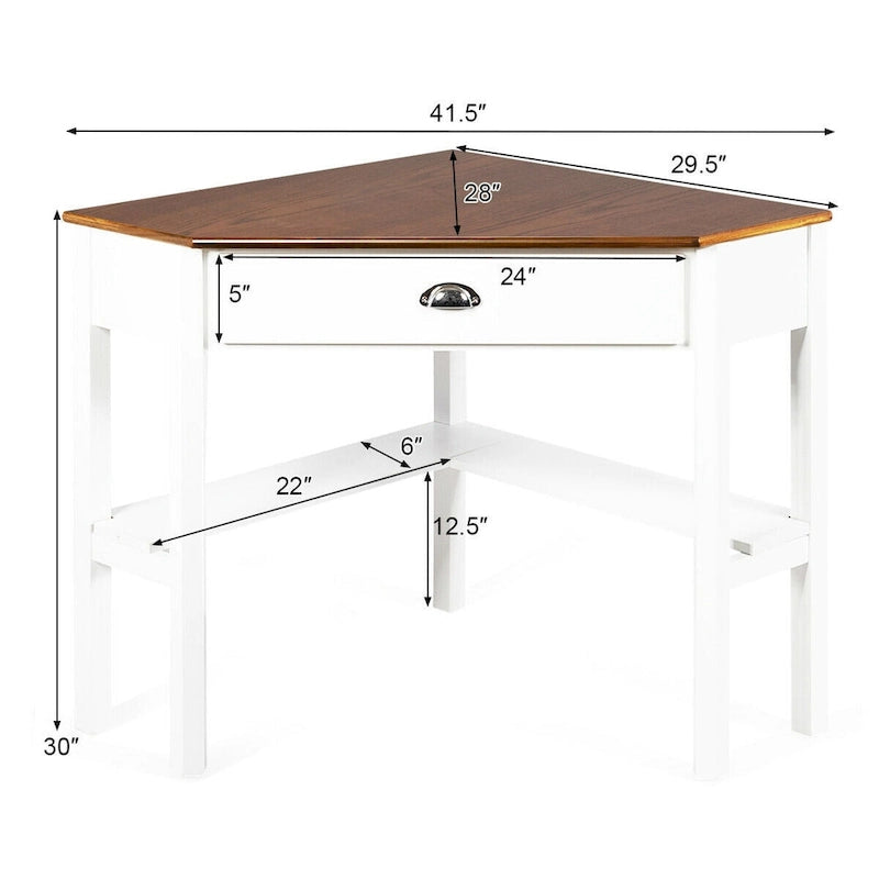 Gymax Corner Computer Desk Laptop Writing Table Workstation W/ Drawer