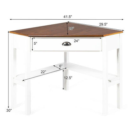 Gymax Corner Computer Desk Laptop Writing Table Workstation W/ Drawer
