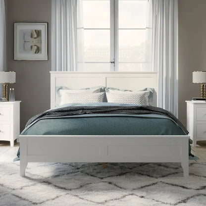 King Pine Platform Bed with Headboard & Slats