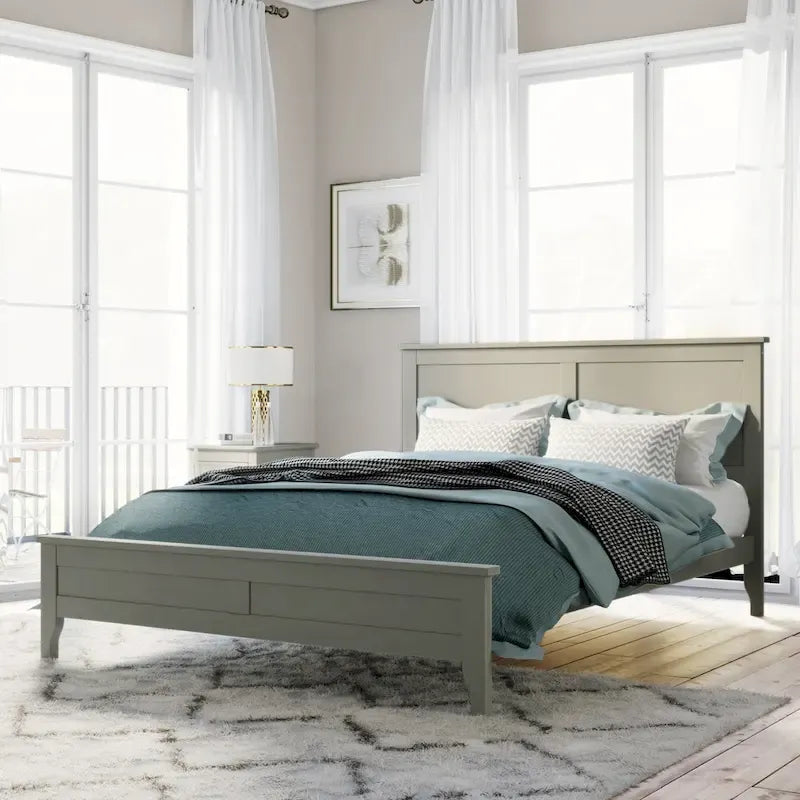 King Pine Platform Bed with Headboard & Slats