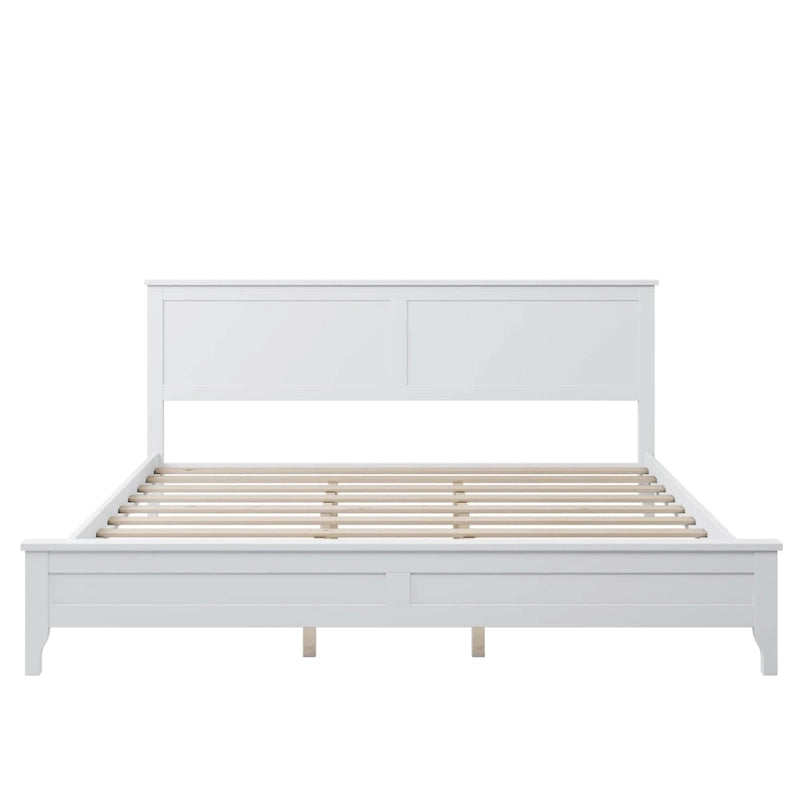 King Pine Platform Bed with Headboard & Slats