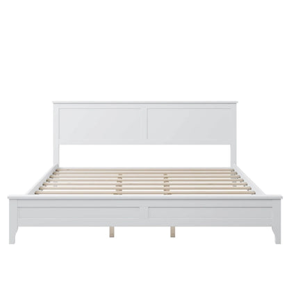 King Pine Platform Bed with Headboard & Slats
