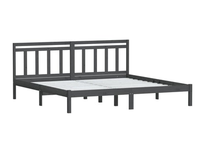 Gray Pine Wood Bed Frame, 200 x 200 cm