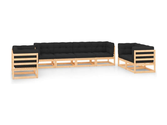 Anthracite Pine Wood Outdoor Furniture Set