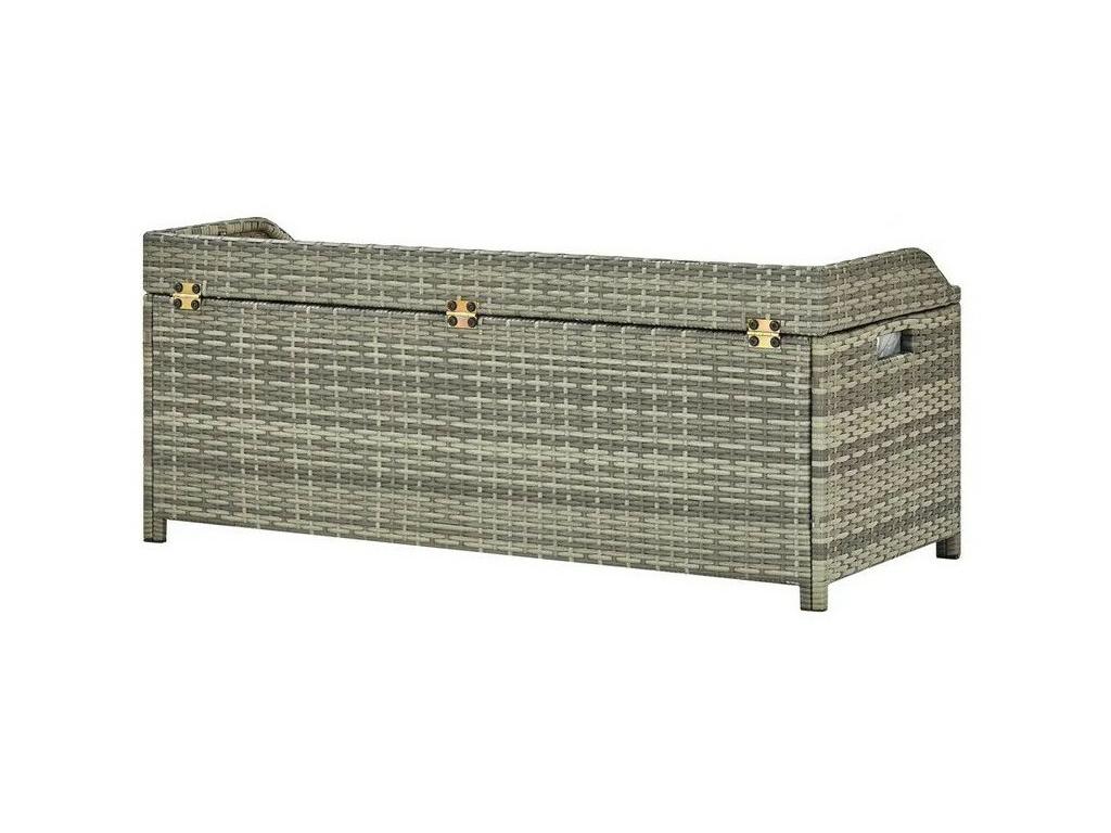 Gray Woven Resin Wicker Bench