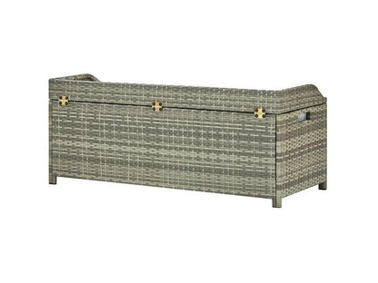 Gray Woven Resin Wicker Bench