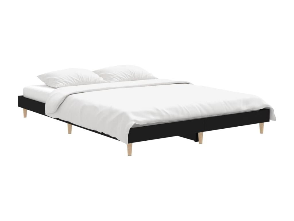 Black Engineered Wood Bed Frame, 135 x 190 cm