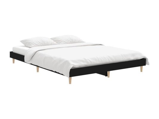 Black Engineered Wood Bed Frame, 135 x 190 cm