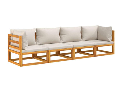 Gray Solid Wood Outdoor Furniture Set