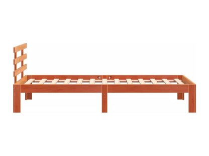 Brown Pine Wood Bed Frame, 100 x 200 cm