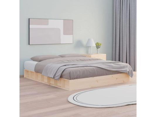 Brown Solid Wood Bed Frame, 200 x 200 cm