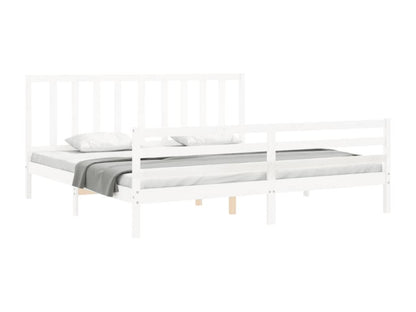 White Solid Wood Bed Frame, 200 x 200 cm