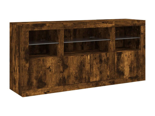Brown Oak Wood Sideboard, 142.5 x 37 x 67 cm