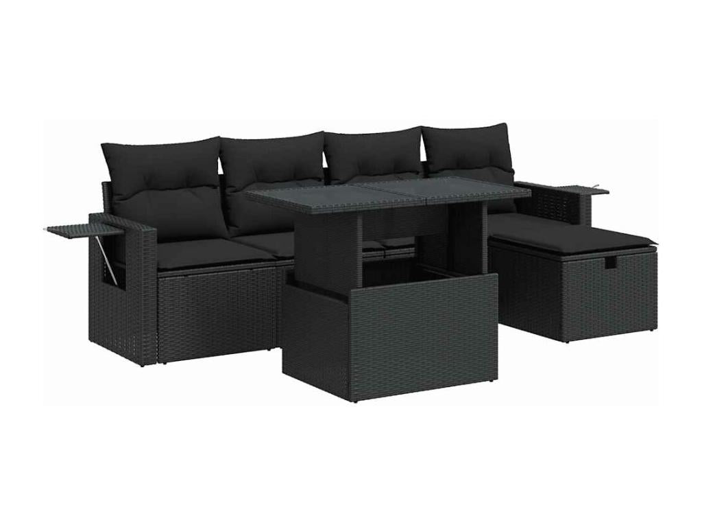 Black Woven Resin Wicker Outdoor Furniture Set - dlz1766457012994
