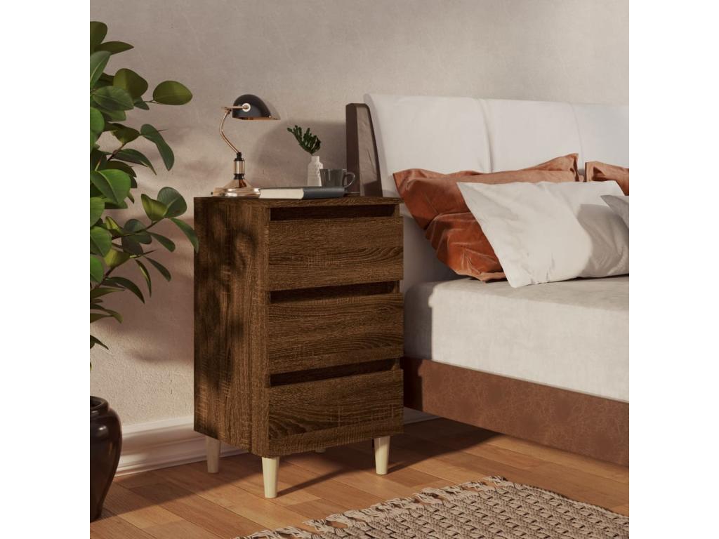 Brown Oak Wood Table, 40 x 35 x 69 cm