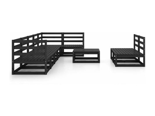 Black Pine Wood Outdoor Furniture Set