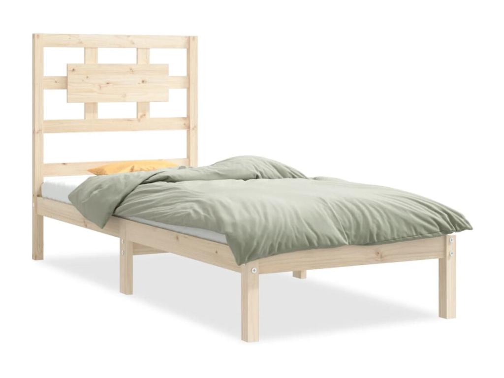Brown Solid Wood Bed Frame, 75 x 190 cm