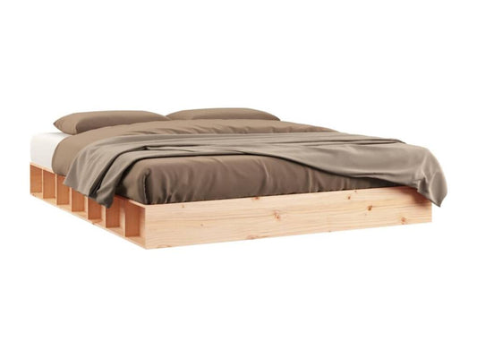 Brown Solid Wood Bed Frame, 200 x 200 cm
