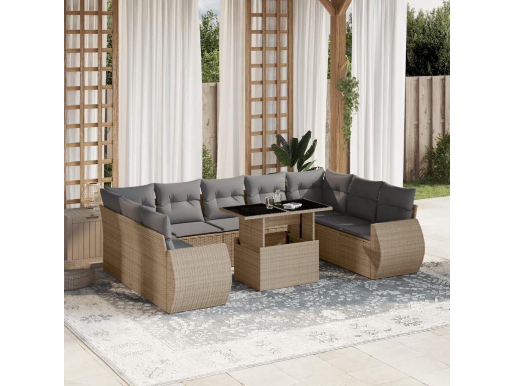 Beige Woven Resin Wicker Outdoor Furniture Set - dlz1766456730360