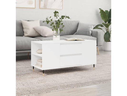 White Engineered Wood Coffee Table, 102 x 44.5 x 50 cm