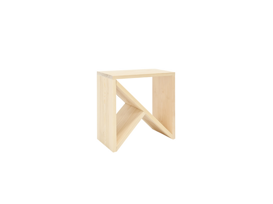 Beige Pine Wood Side Table, 40 x 40 cm