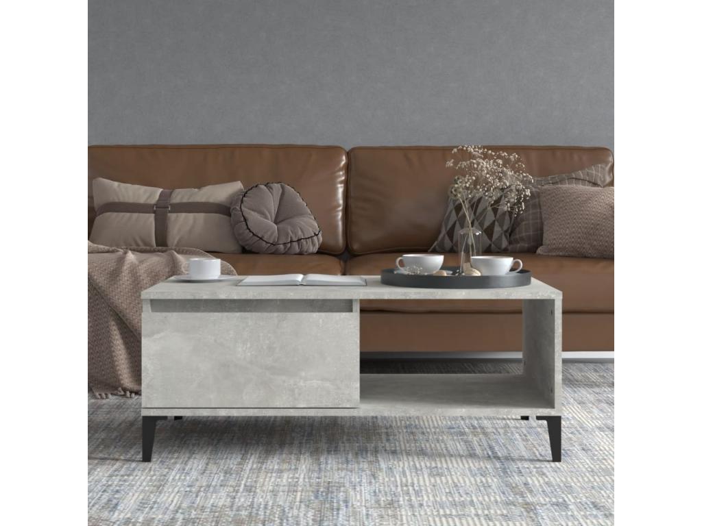 Gray Engineered Wood Coffee Table, 90 x 50 x 36.5 cm