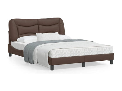 Brown Faux Leather Bed Frame, 140 x 200 cm