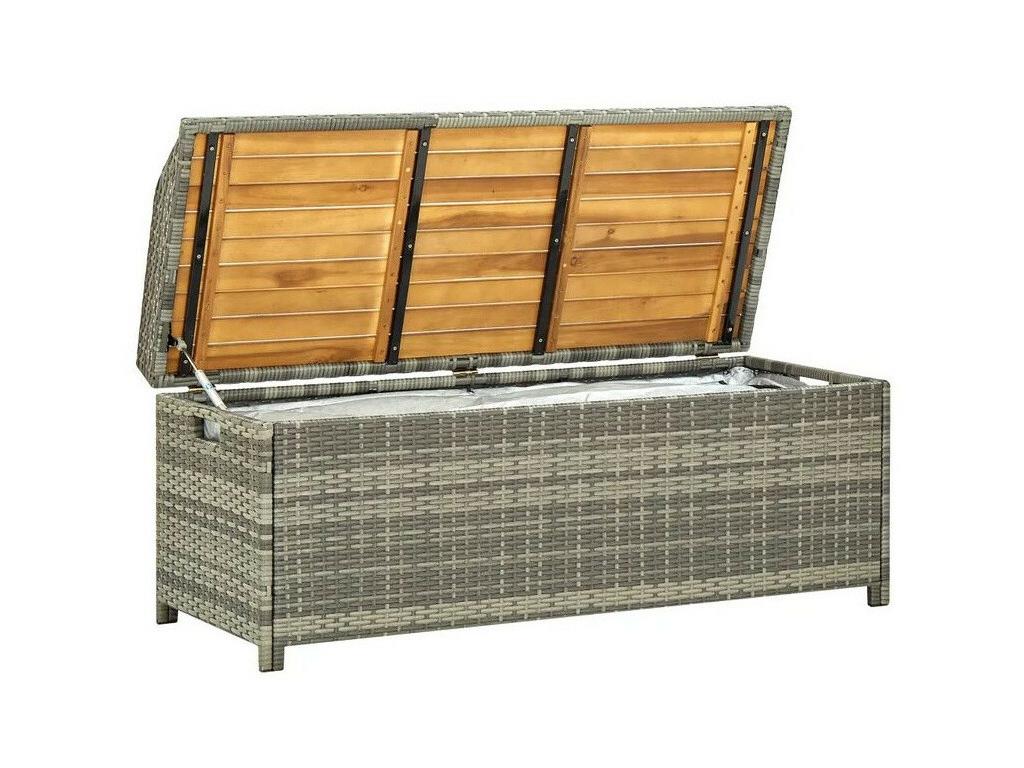 Gray Woven Resin Wicker Bench