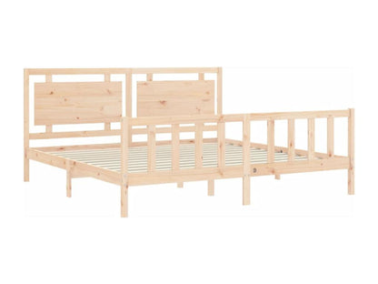 Natural Solid Wood Bed Frame, 200 x 200 cm