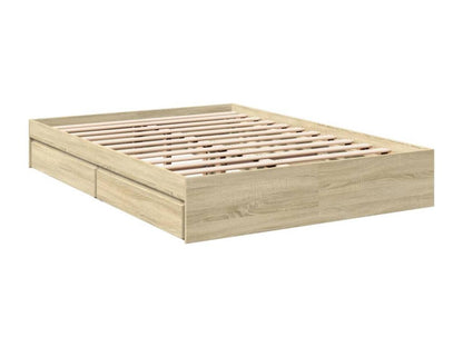 Brown Oak Wood Bed Frame, 120 x 200 cm