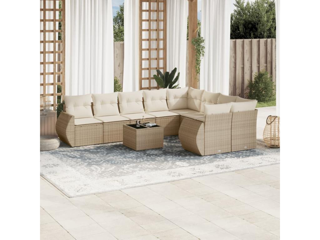 Beige Woven Resin Wicker Outdoor Furniture Set - dlz1766456755137