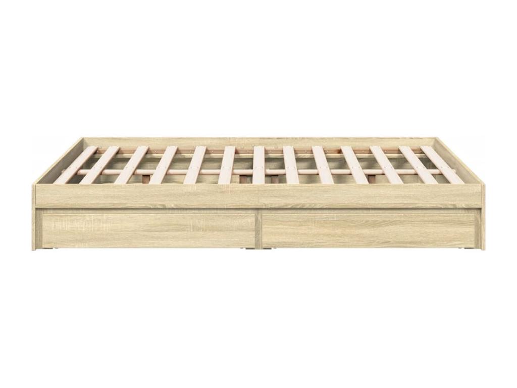 Brown Oak Wood Bed Frame, 120 x 200 cm