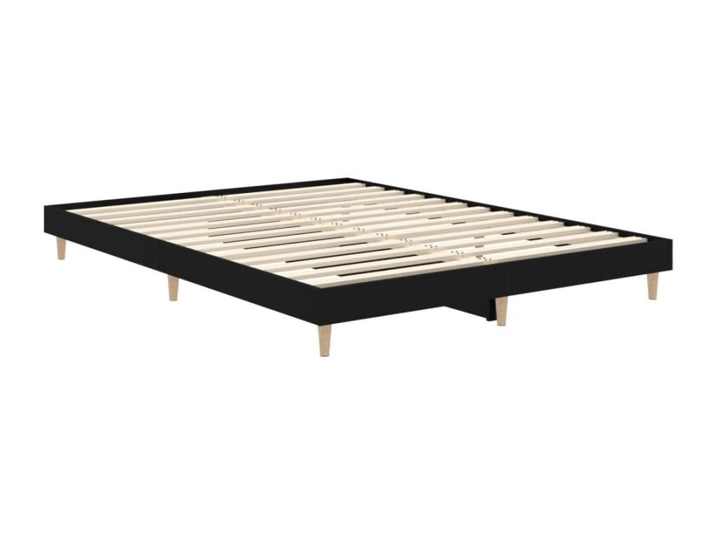 Black Engineered Wood Bed Frame, 135 x 190 cm