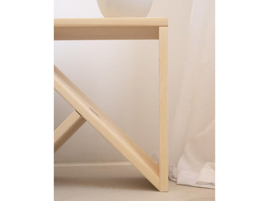 Beige Pine Wood Side Table, 40 x 40 cm