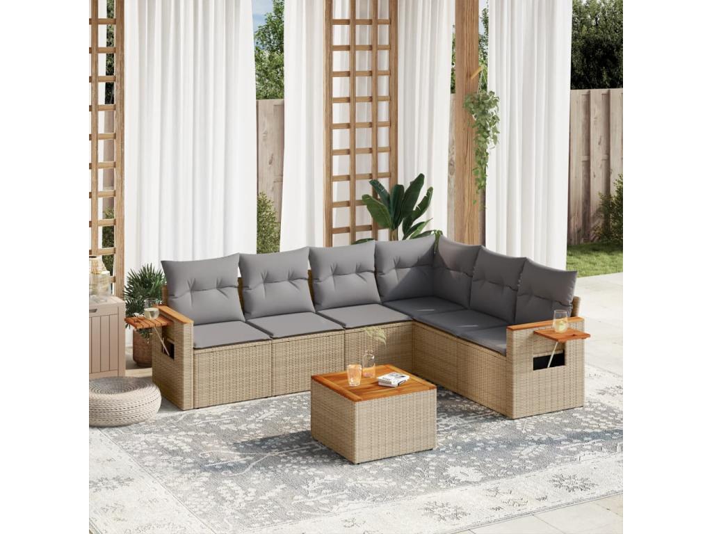 Beige Woven Resin Wicker Outdoor Furniture Set - dlz1766456841095