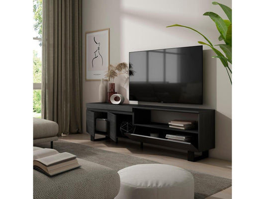 Black TV Stand, 200 x 57 x 35 cm