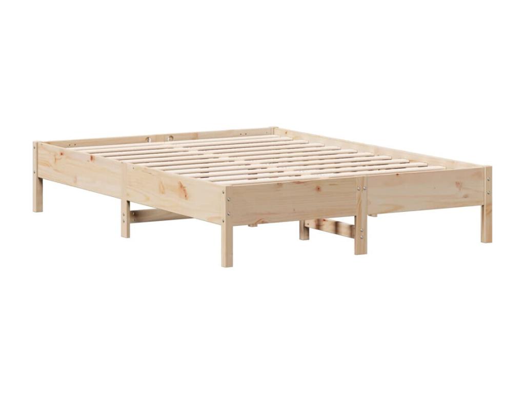 Brown Pine Wood Bed Frame, 120 x 200 cm