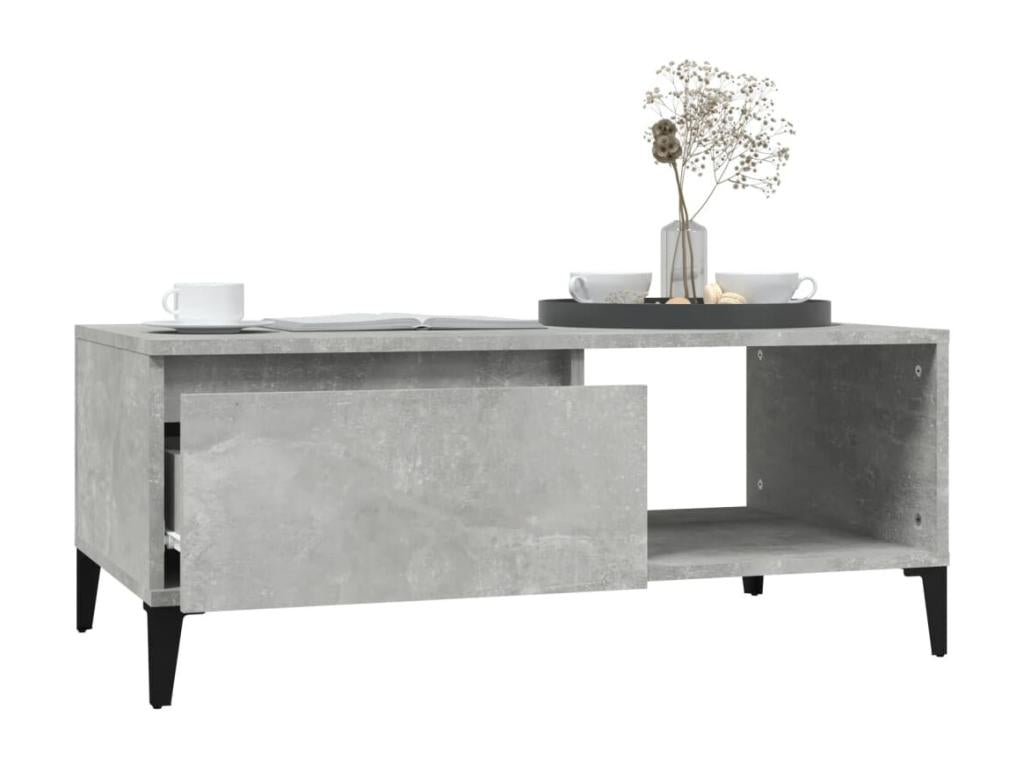 Gray Engineered Wood Coffee Table, 90 x 50 x 36.5 cm