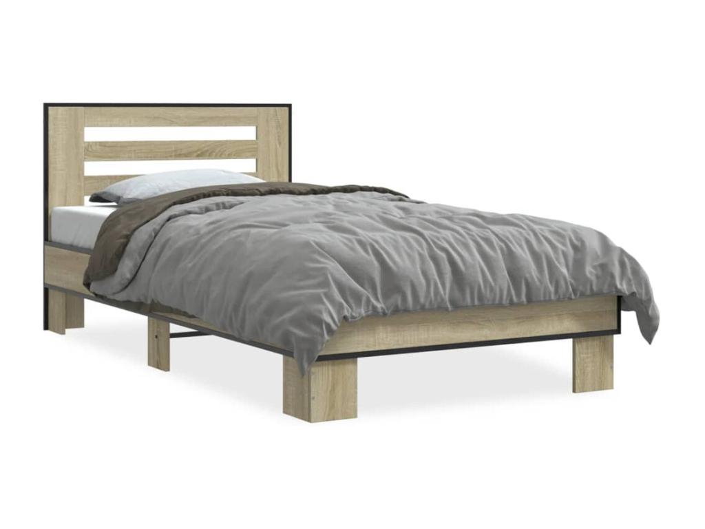 Natural Engineered Wood Bed Frame, 90 x 200 cm - dlz1766456667826