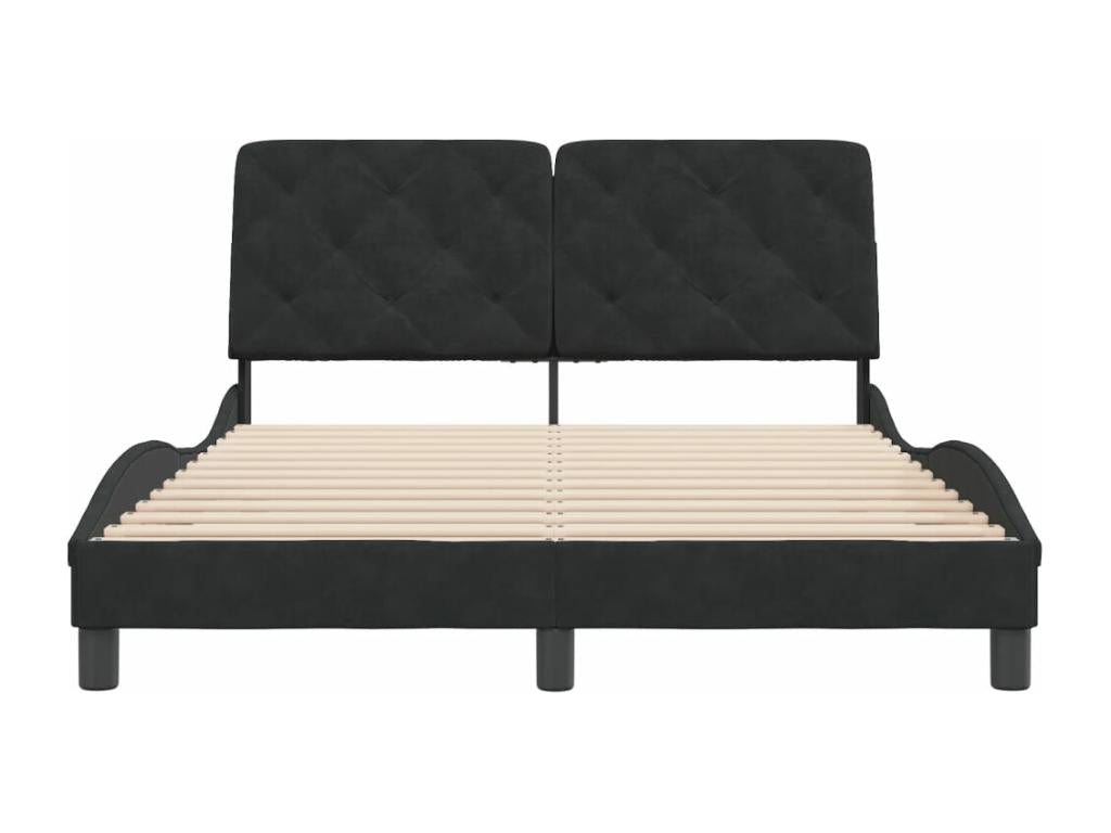 Black Velvet Bed Frame, 140 x 190 cm