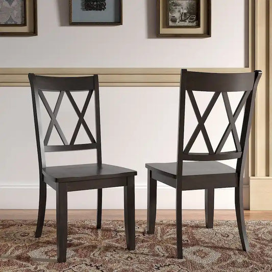 Ronda Double X Back Wood Dining Chairs (Set of 2)