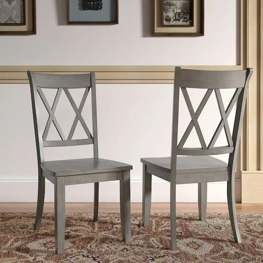 Ronda Double X Back Wood Dining Chairs (Set of 2)