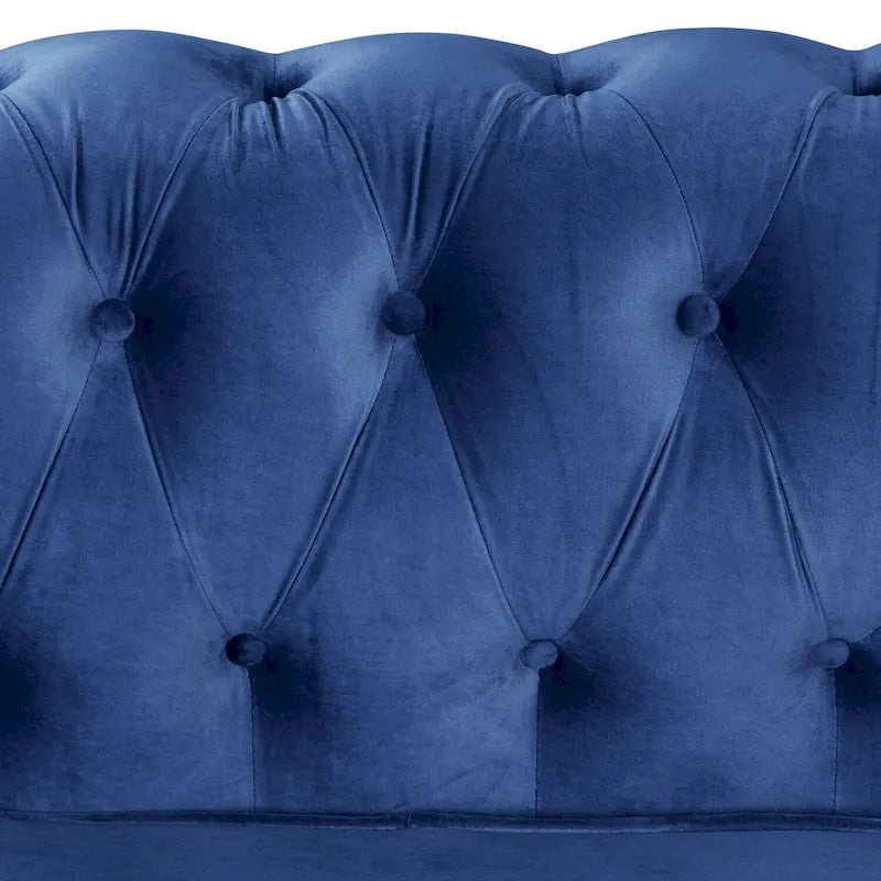 Morden Fort Classic Tufted Velvet Upholstered Chesterfield Club Chair Loveseat 2 Pieces with Nailhead for Living Room