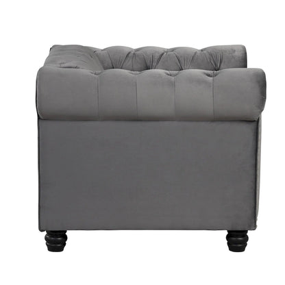 Morden Fort Classic Tufted Velvet Upholstered Chesterfield Club Chair Loveseat 2 Pieces with Nailhead for Living Room