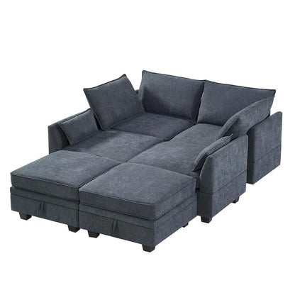 Merax U-Shape Convertible Modular Sectional Sofa Bed with Reversible Chaise