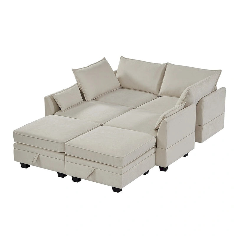 Merax U-Shape Convertible Modular Sectional Sofa Bed with Reversible Chaise