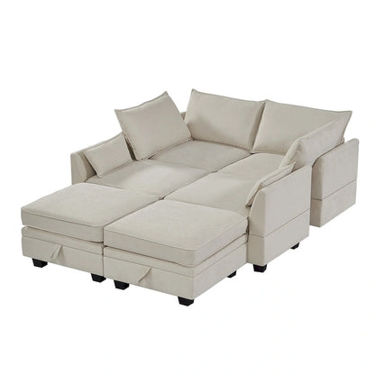 Merax U-Shape Convertible Modular Sectional Sofa Bed with Reversible Chaise
