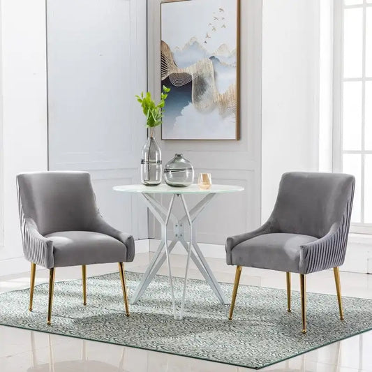 SEYNAR Mid Century Velvet Accent Dining Chair Set of 2 with Rear Handle