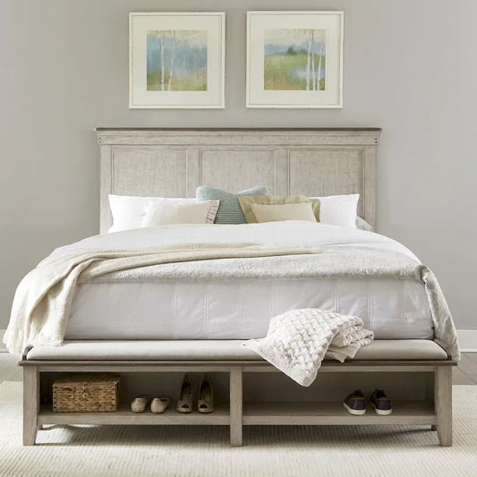 Ivy Hollow Weathered Linen Storage Bed