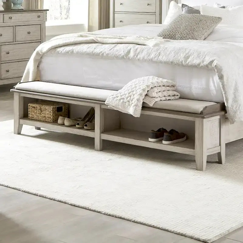 Ivy Hollow Weathered Linen Storage Bed